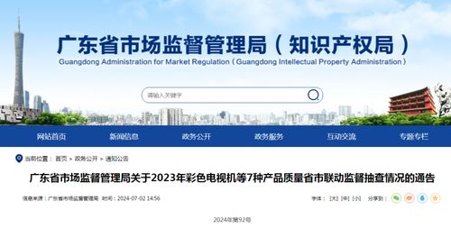 廣東省市監局公布2023年彩色電視機等7類產品質量監督抽查結果，并提示遠程健康管理服務消費注意事項